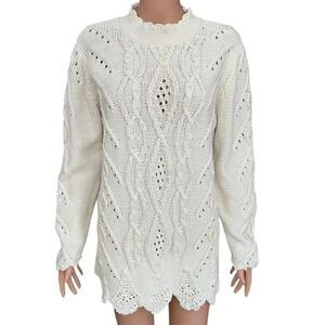 Brownstone Studio Vintage Sweater Faux Pearl Embellished Mock Neck Pullover Sz L